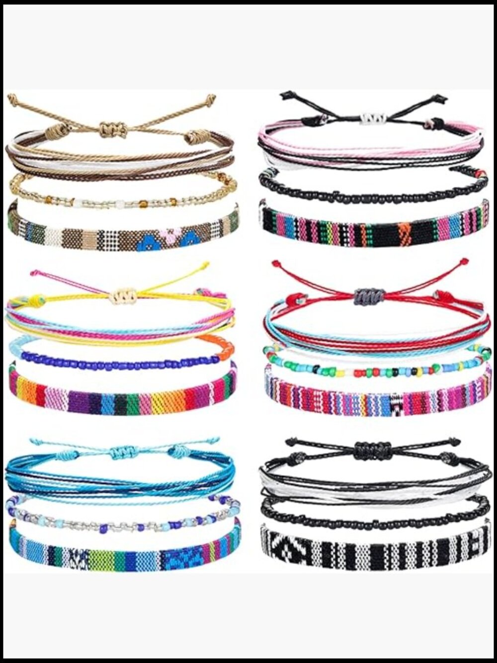 Surfer Bracelet Anklets Boho Braided Beaded Waterproof Summer Beach Accessories